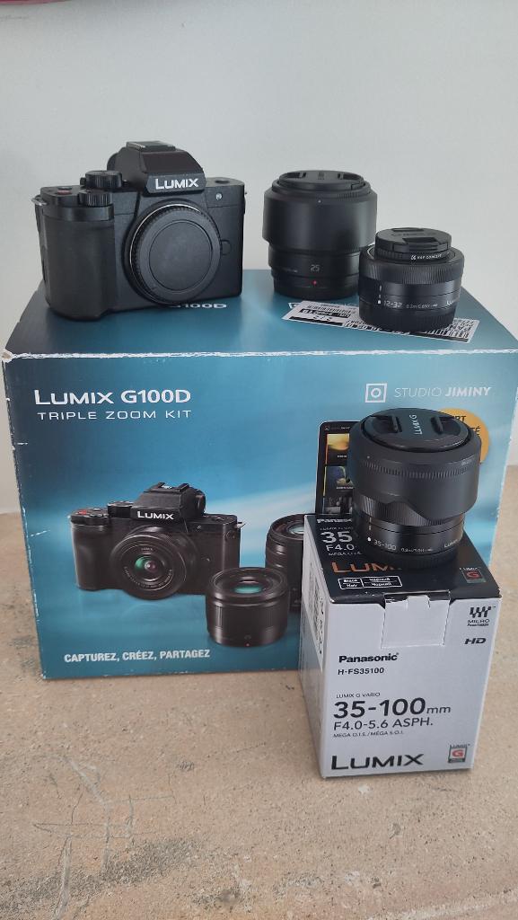 Lumix G100D + 12-32, 35-100, 25mm – Garantie 2027, TV, Hi-fi & Vidéo, Appareils photo numériques, Autres Marques, 4 à 7 fois, Compact
