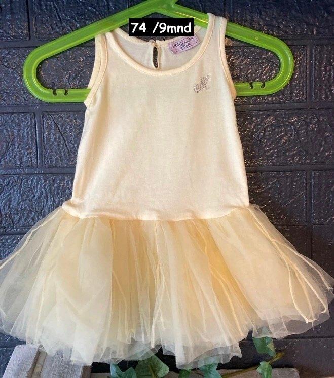 Lichtgele feestelijke baby jurk "Monnalisa" 74/9 maanden, Kinderen en Baby's, Babykleding | Maat 74, Zo goed als nieuw, Meisje