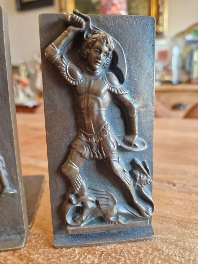 antieke bronzen plaque St-Michel, Antiquités & Art, Enlèvement ou Envoi