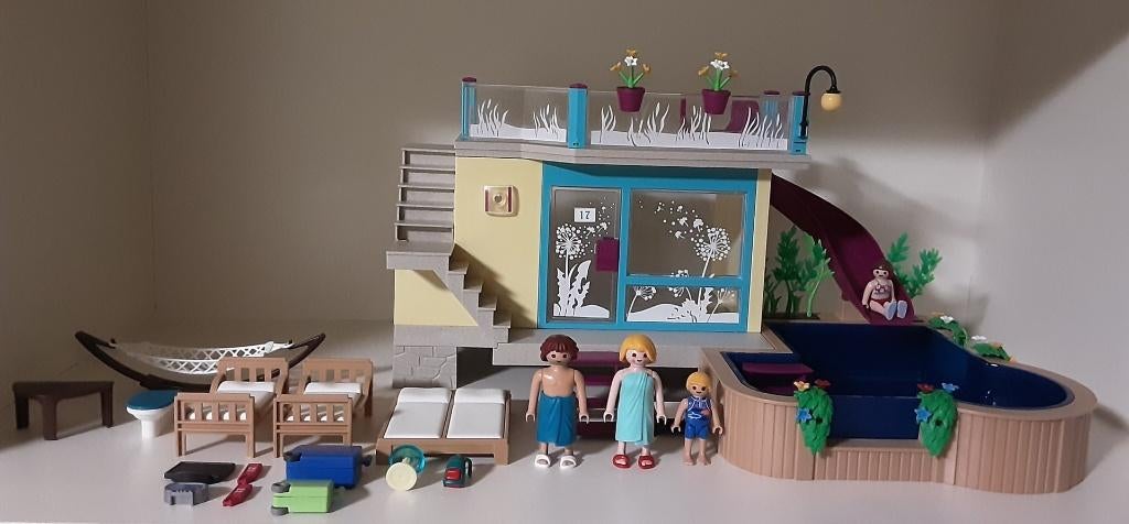 Maison de vacances PlayMobil avec piscine - complète, Enlèvement ou Envoi, Comme neuf, Ensemble complet