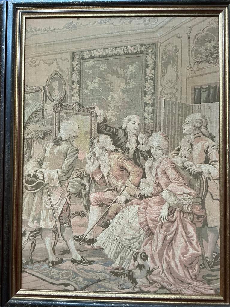 Set van twee ingekaderde wandtapijten, Ophalen