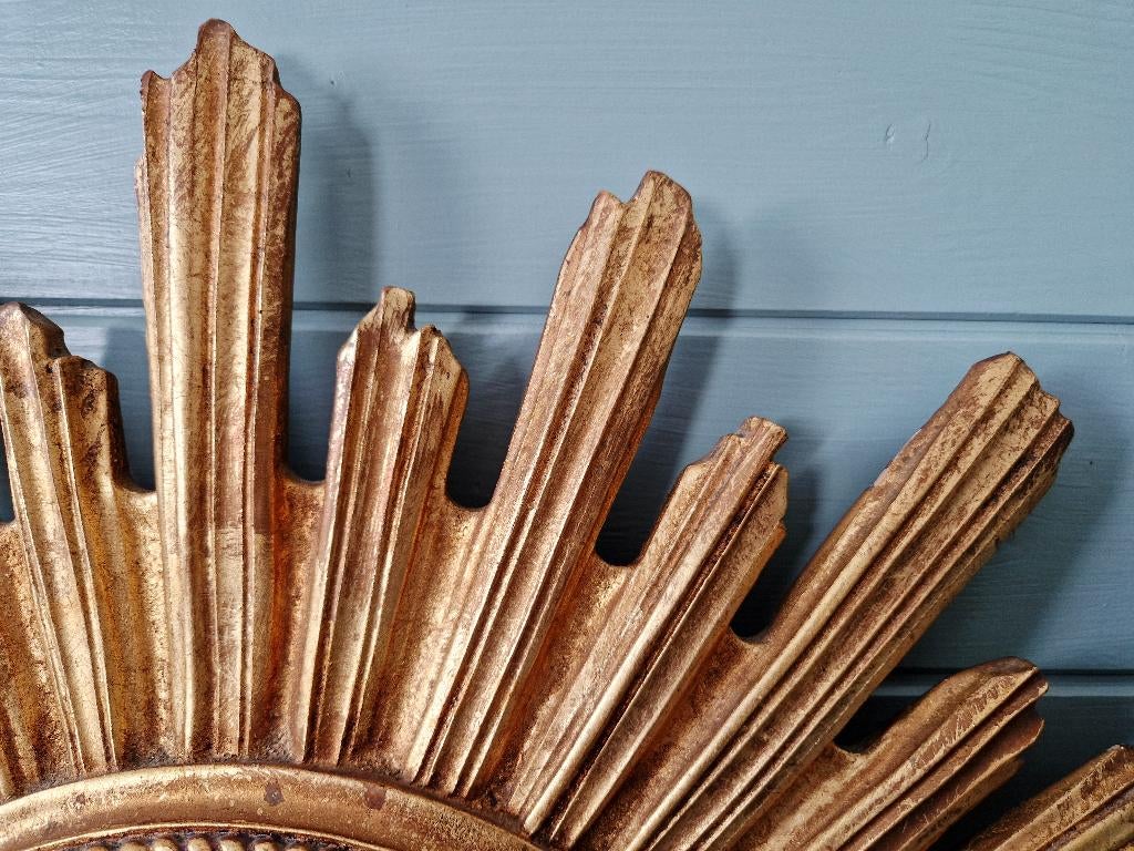 Miroir soleil doré (diamètre 55cm) années 1960-70, Antiquités & Art, Enlèvement, Rond