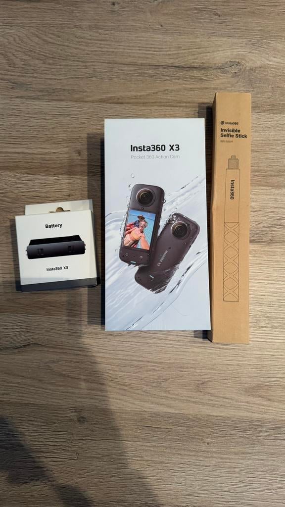 Insta360 X3 + Invisible Selfie Stick + Extra Batterij, Audio, Tv en Foto, Actiecamera's, Zo goed als nieuw, Ophalen