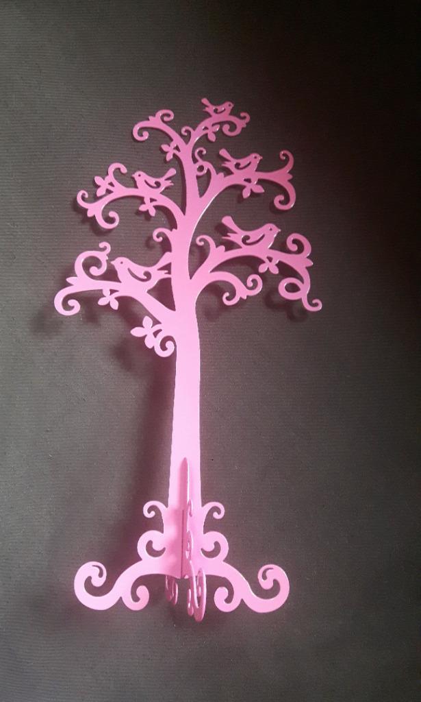 Fuchsia roze juwelenhouder staander boom vogels sieradenboom, Ophalen of Verzenden, Roze