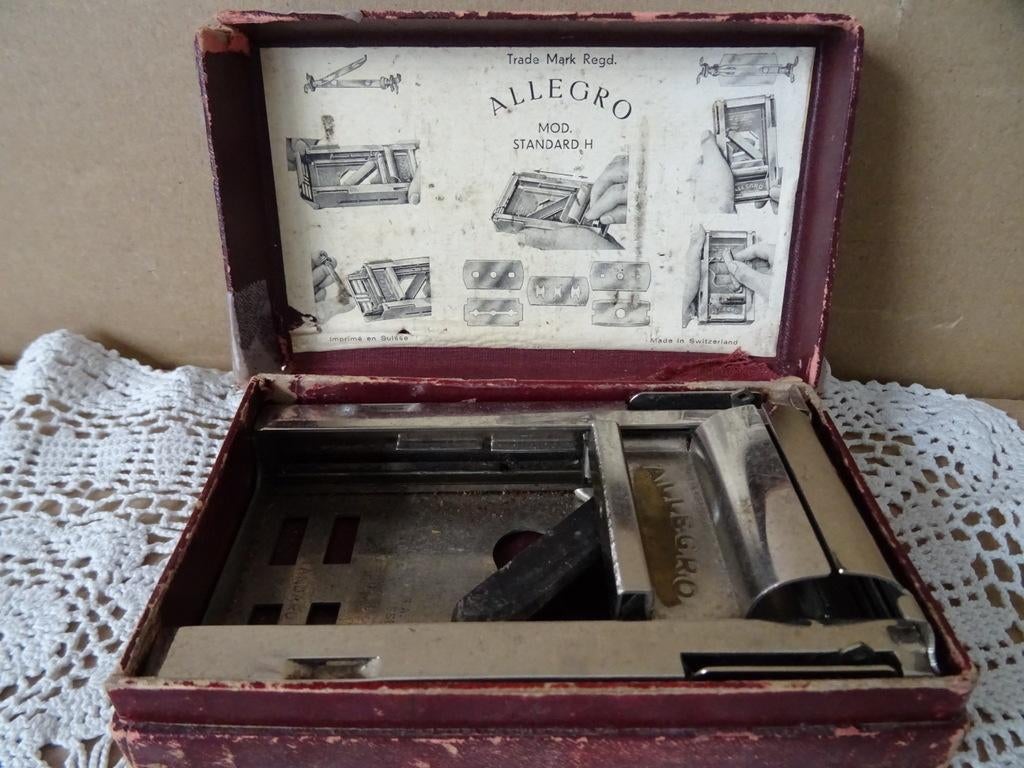 Curiosa vintage Allegro scheermes slijper voor barber 1950, Antiek en Kunst, Curiosa en Brocante, Ophalen of Verzenden