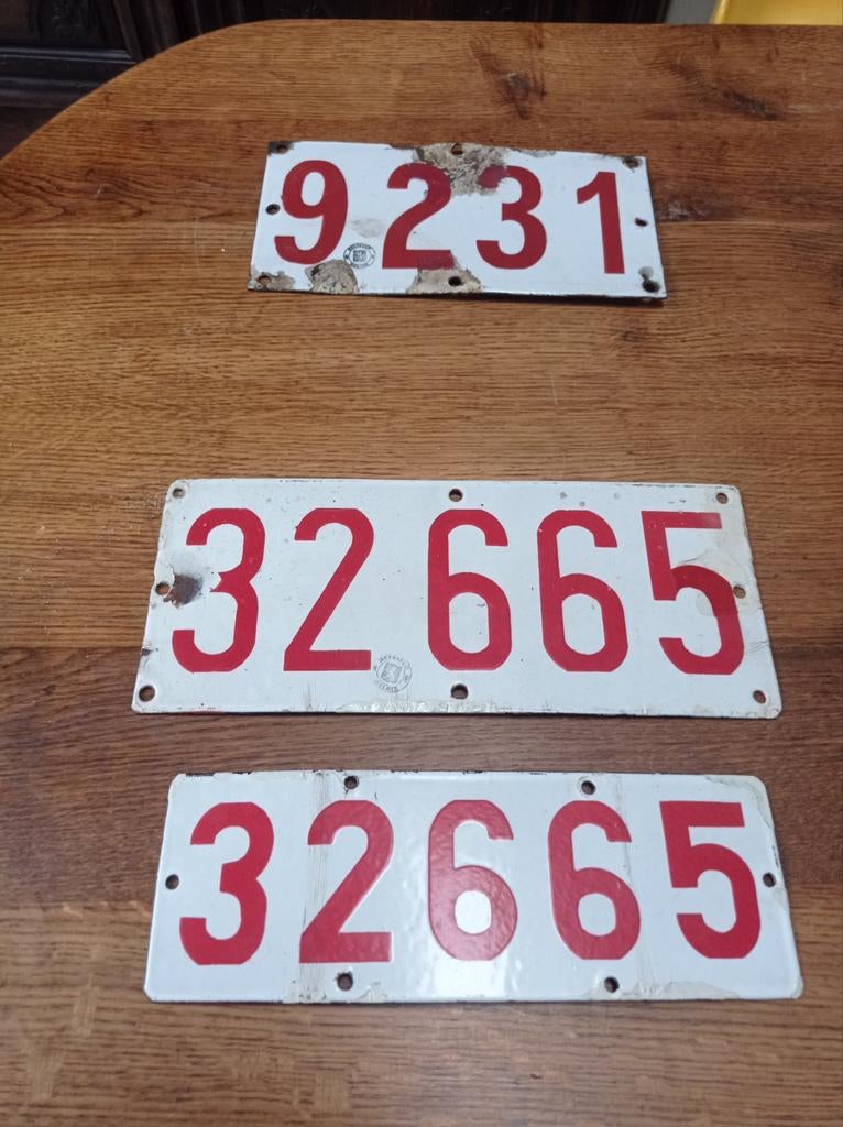 3 plaques émaillées voiture anciennes, Enlèvement ou Envoi