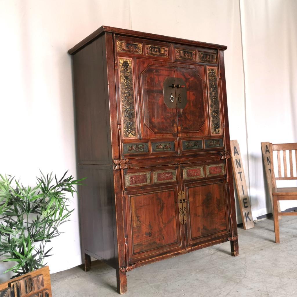Originele antieke Chineese bruidskast anno 1900 H 171 B 111, Antiek en Kunst, Curiosa en Brocante, Ophalen