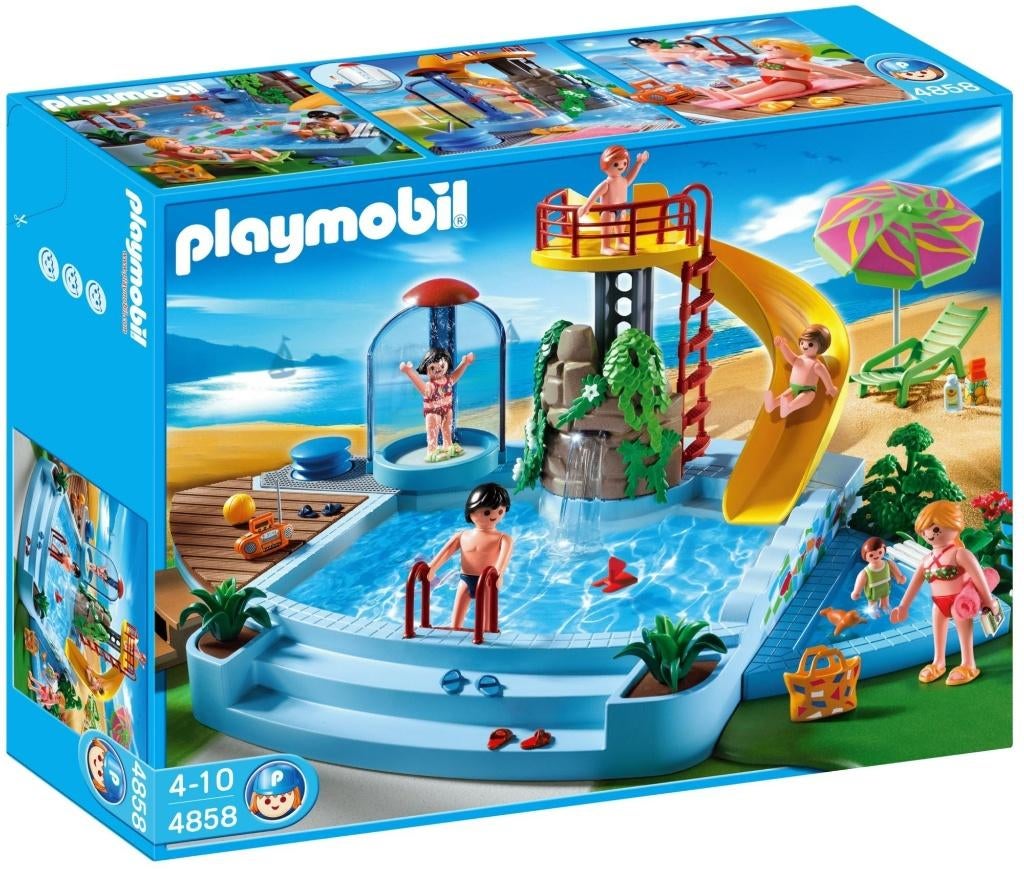 playmobil  Openluchtzwembad met glijbaan 4858, Kinderen en Baby's, Speelgoed | Playmobil, Ophalen, Complete set