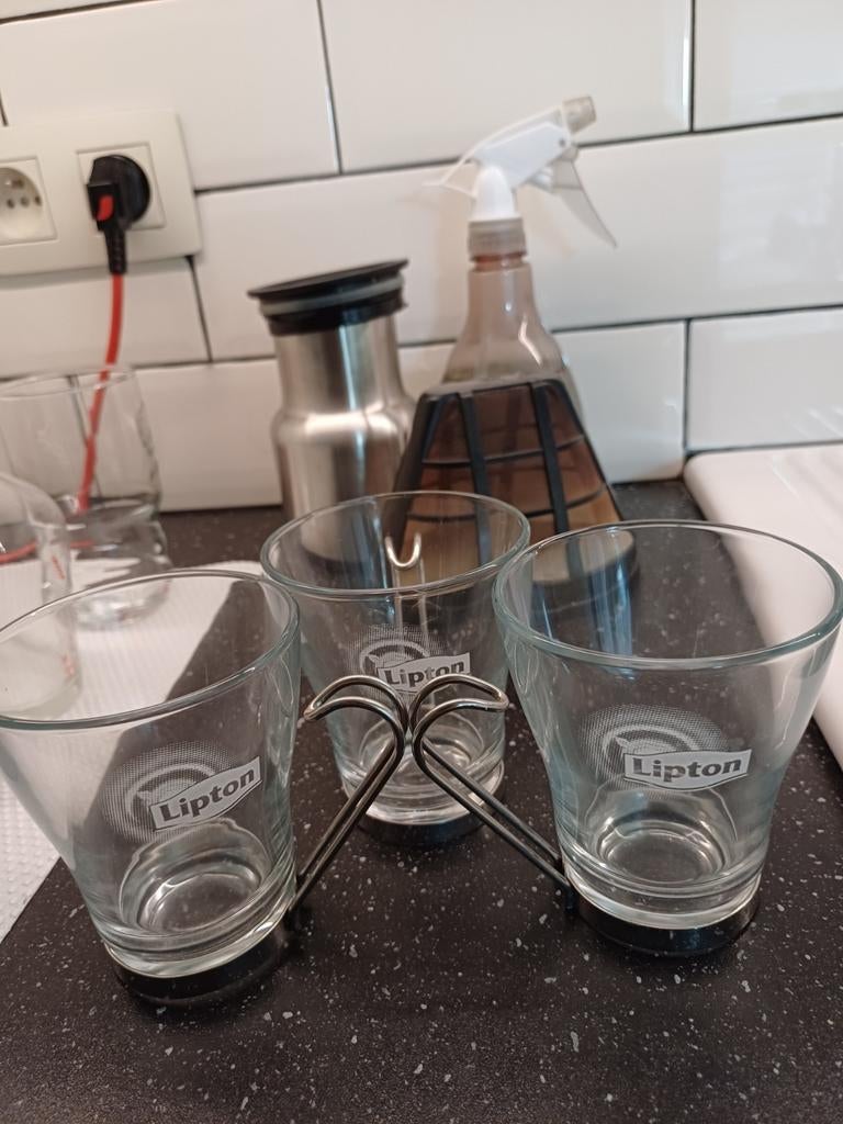 Thee glazen van lipton, Verzamelen, Glas en Drinkglazen, Ophalen of Verzenden, Zo goed als nieuw