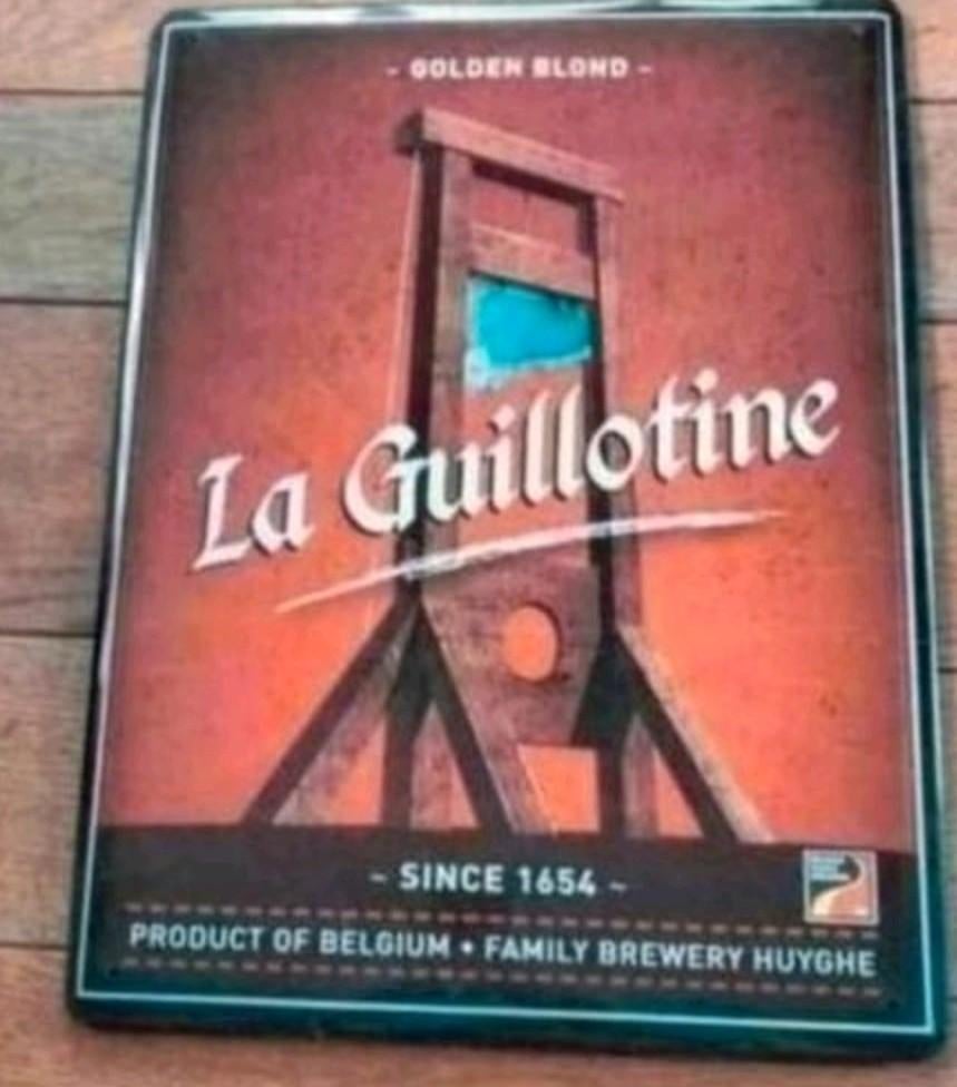 Plaque métallique La Guillotine brewery Huyghe. État : neuf!, Enlèvement ou Envoi