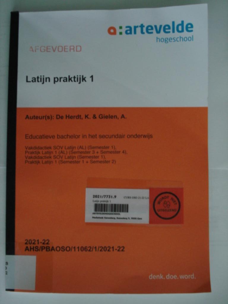 18. artevelde hogeschool Latijn praktijk 1 De Herdt Gielen, Katja De Herdt, Verzenden, Zo goed als nieuw, Hogeschool