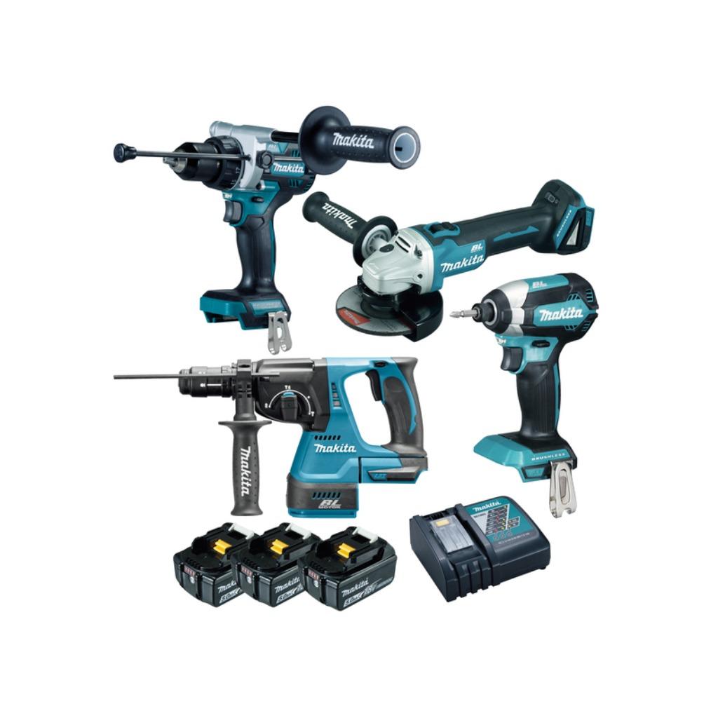 Makita Pack de 4 Machines avec 3 batteries + Chargeur, Bricolage & Construction, Enlèvement ou Envoi