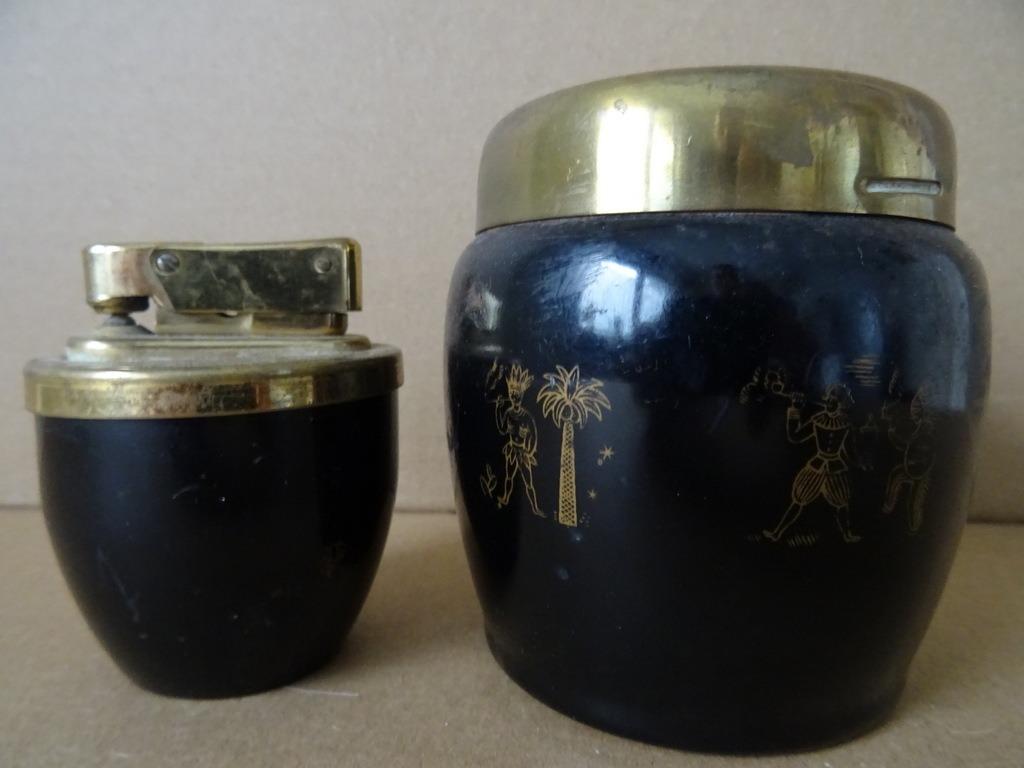 Ensemble à fumer vintage briquet vintage et pot à cigarette, Enlèvement ou Envoi, Utilisé, Briquet