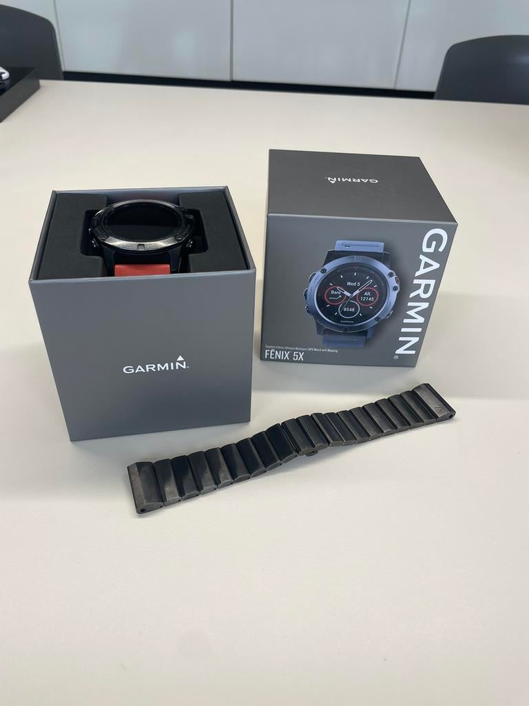 Montre Garmin Fenix 5X Sapphire, Ophalen of Verzenden, Conditie, Zo goed als nieuw