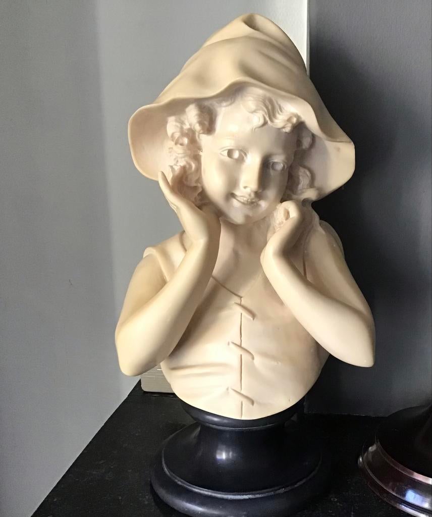 Albasten / stenen buste naar ontwerp van Giuseppe Besse, Ophalen of Verzenden