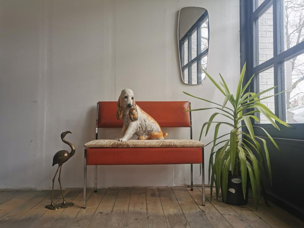 Vintage bankje halbank zitbank jaren 50, Ophalen, Gebruikt