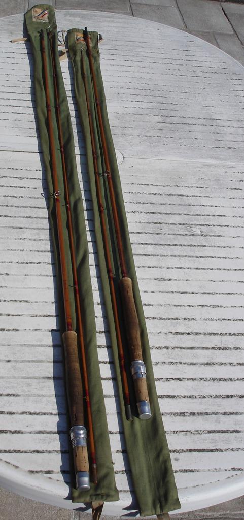 2 vintage vliegvis hengels van Pezon & Michel in splitcane, Ophalen, Gebruikt, Werphengel