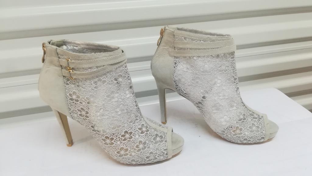 285B* WEIDE mooie grijze peeptoe boots (41), Verzenden, Nieuw, Schoenen met hoge hakken, Grijs