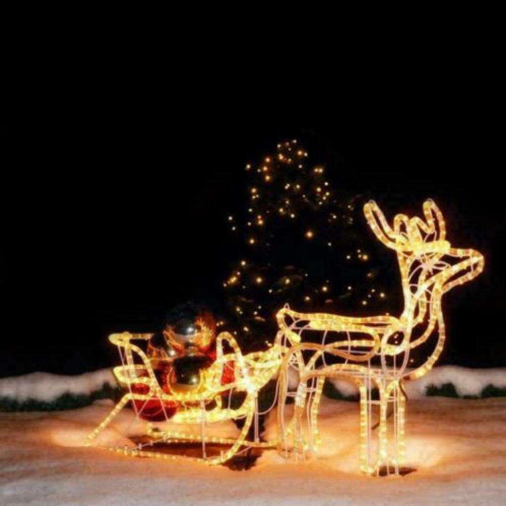 Kerstverlichting Rendier Met Slee + Ledverlichting W-W, Ophalen of Verzenden, Nieuw