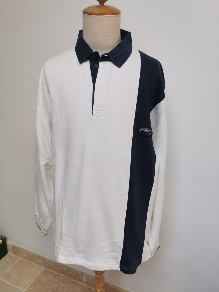 Magnifique polo blanc bleu pour homme de Bellerose Sport, Enlèvement ou Envoi, Comme neuf, Taille 48/50 (M), Blanc