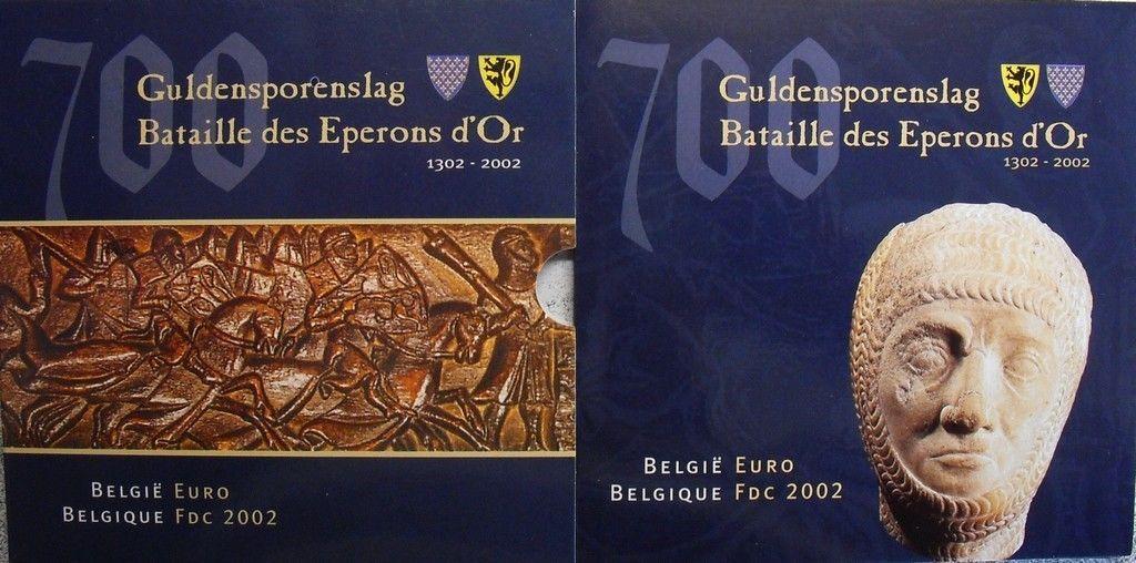 8-delige jaarset Euromunten België 2002 Guldensporenslag FDC, Ophalen of Verzenden, Overig, Setje