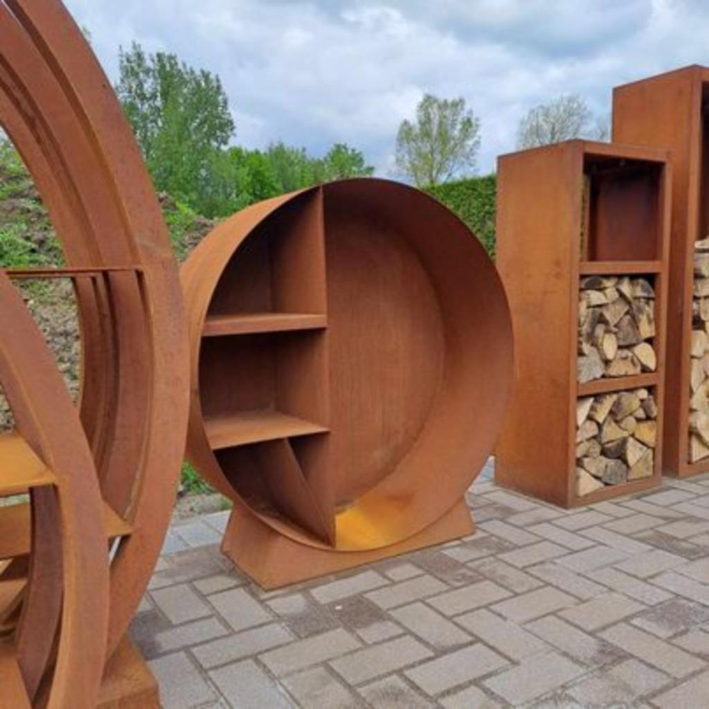 Cirkelvormige houtopslag cortenstaal, Tuin en Terras, Ophalen of Verzenden, Nieuw