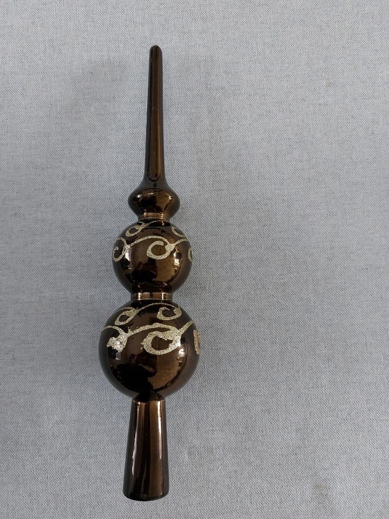Vintage Kerstpiek chocolade-bruin goudkleurig versiering28cm, Ophalen of Verzenden, Gebruikt