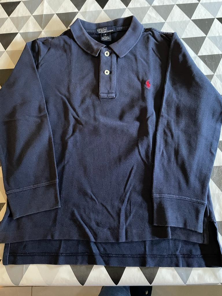 Donkerblauwe polo by Ralph Lauren met lange mouwen 6 jaar, Ophalen of Verzenden, Zo goed als nieuw