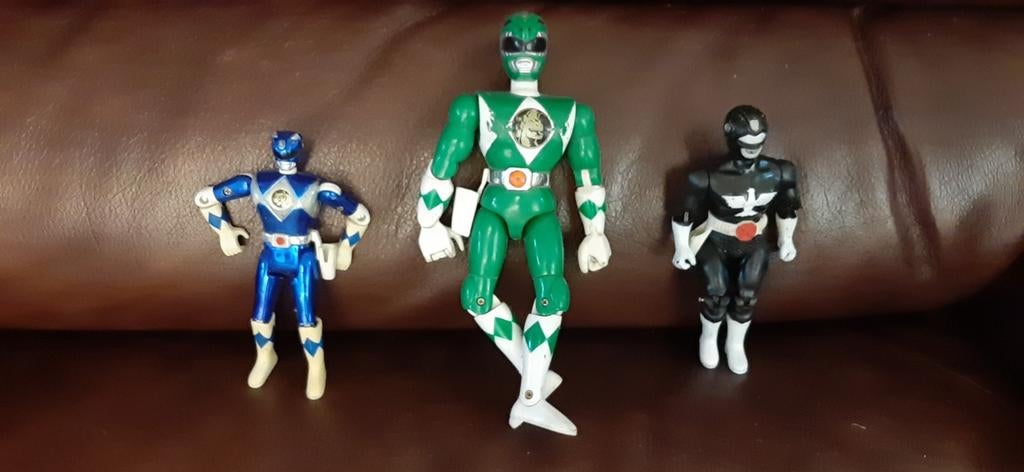 Set van 3 Power Rangers figuren. Bevat de blauwe, groene en, Verzamelen, Ophalen of Verzenden, Zo goed als nieuw