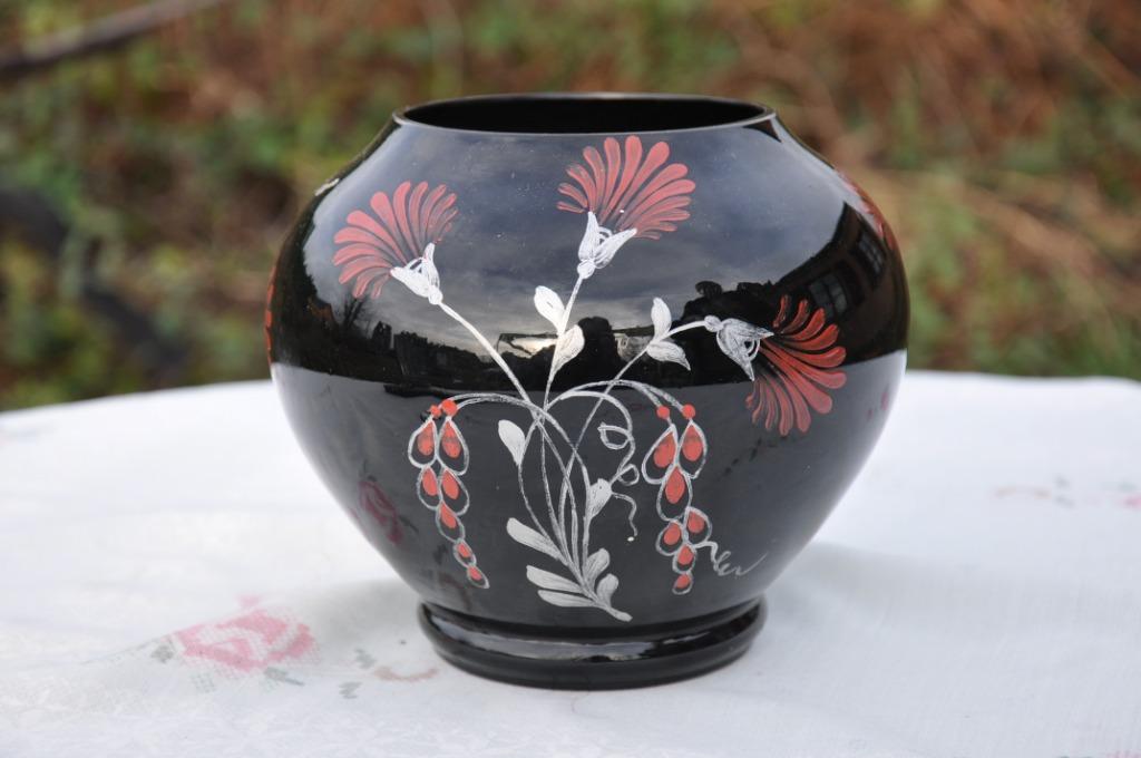 vase boom boule fleur rouge et argentée, Antiquités & Art, Enlèvement ou Envoi