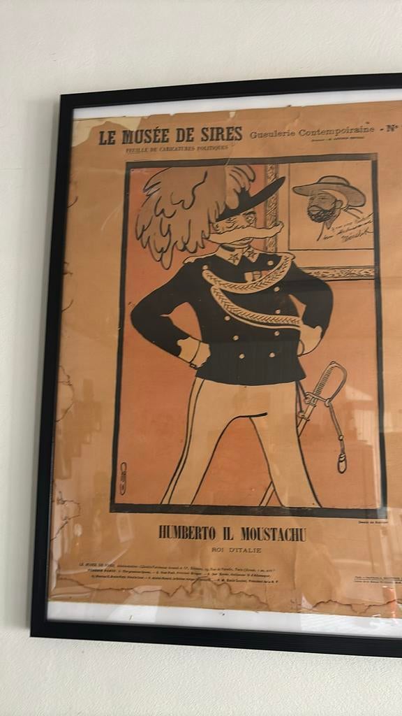 Humberto IL Moustachu Roi D’Italie, Antiek en Kunst, Kunst | Litho's en Zeefdrukken, Ophalen