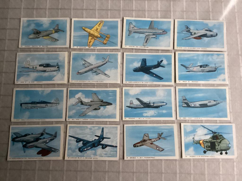 16 zeer raar chromos prenten vliegtuigen  van VERIGOUD, Collections, Enlèvement ou Envoi, Utilisé