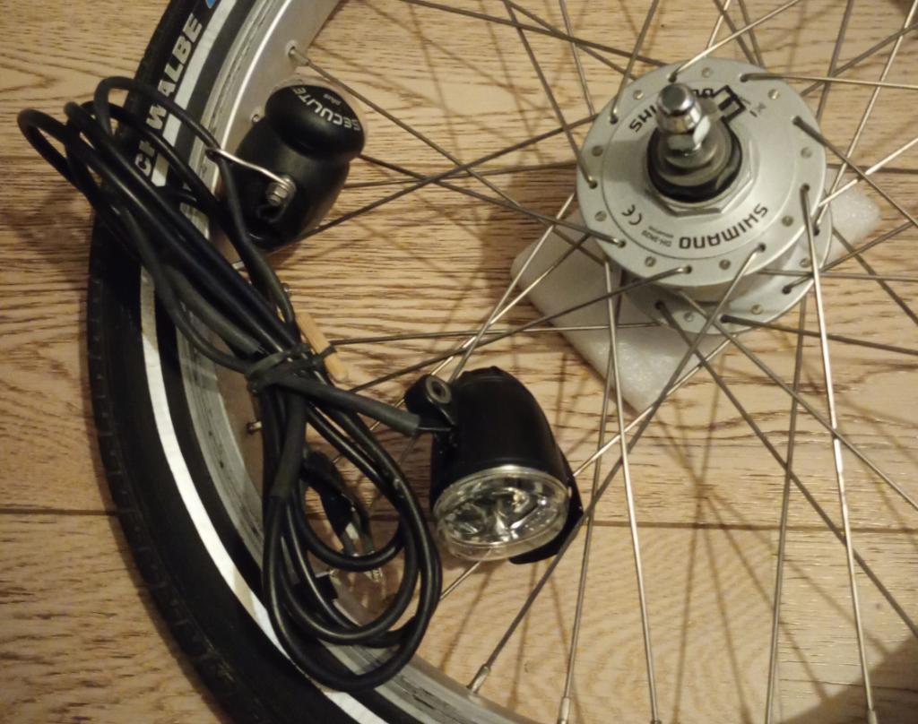 Shimano DH-3N20 dynamo + Busch & Müller koplampen, Fietsen en Brommers, Fietsaccessoires | Fietsverlichting, Verlichtingsset, Gebruikt