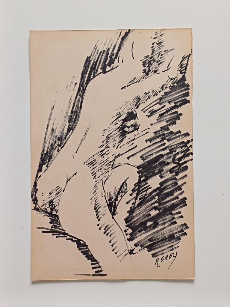 Dessin original de femme - Renaat Saey - signé, Antiquités & Art, Art | Dessins & Photographie, Enlèvement ou Envoi