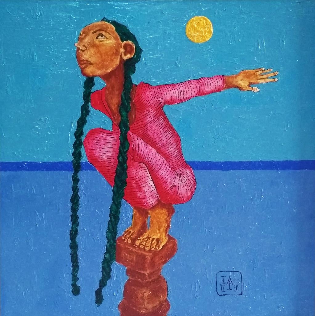 "Zeemeermin" Origineel schilderij, Antiek en Kunst, Verzenden