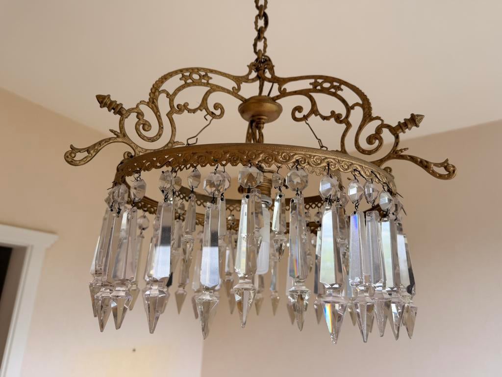 Kristallen luchter, Huis en Inrichting, Lampen | Kroonluchters, Ophalen of Verzenden, Zo goed als nieuw