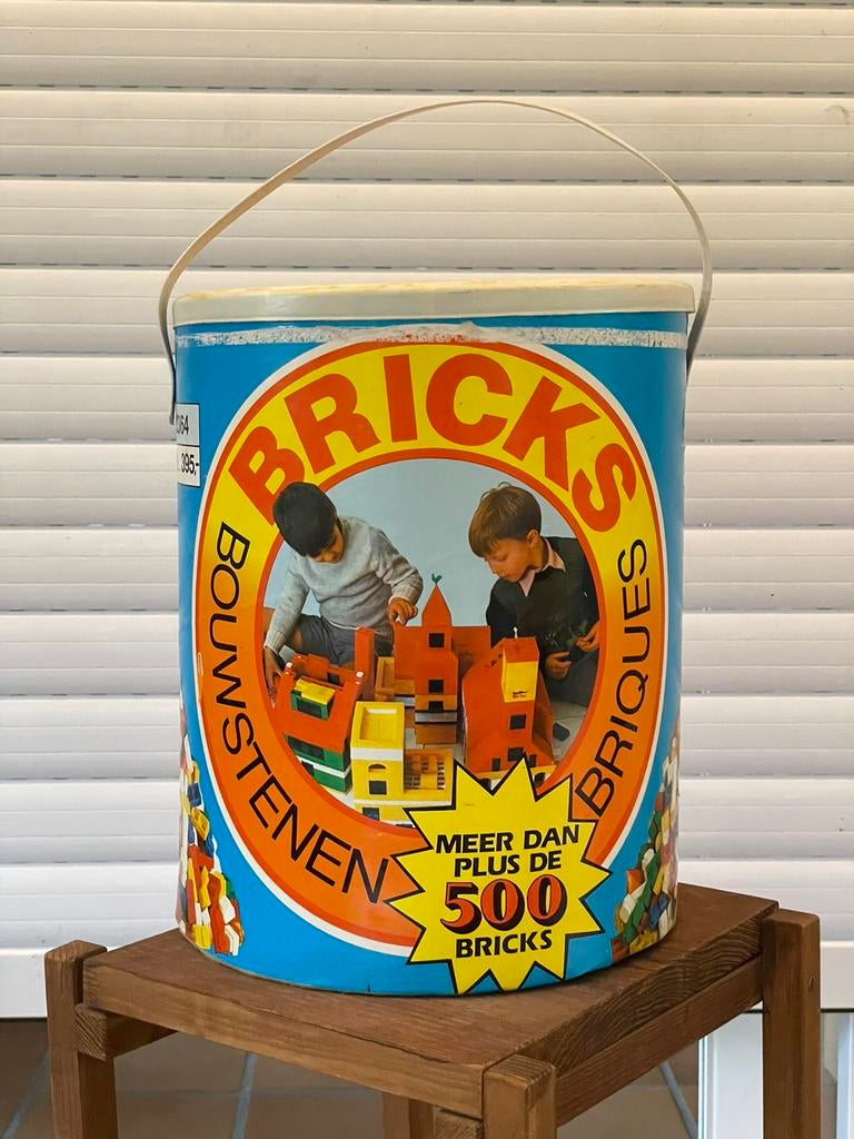 Vintage bouwstenen in originele emmer – meer dan 500 stuks, Ophalen, Zo goed als nieuw