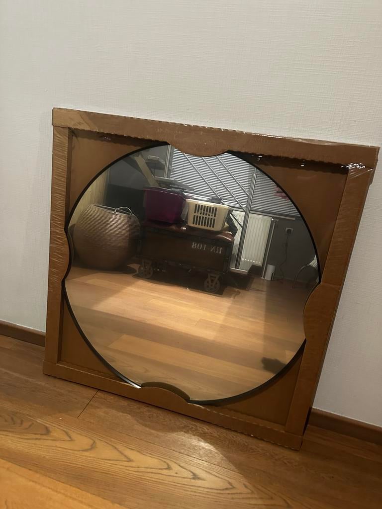 Miroir rond élégant et flambant neuf avec cadre noir, Maison & Meubles, Accessoires pour la Maison | Miroirs, Neuf, 75 à 100 cm