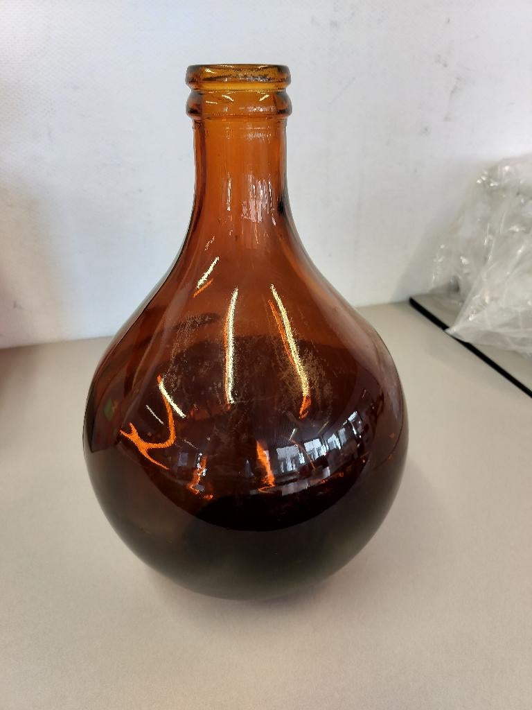 Grote vaas amber, Ophalen, Gebruikt, Glas, Minder dan 50 cm