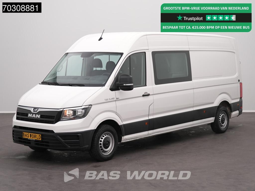 MAN TGE 3.140 Dubbel Cabine L4H3 Trekhaak Navi Airco Cruise, Auto's, Bestelwagens en Lichte vracht, Stof, Gebruikt, Euro 6, 4 cilinders