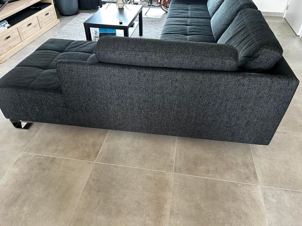 Hoeksalon in antraciet grijs 6 personen, Huis en Inrichting, Ophalen, Zo goed als nieuw, Hoekbank, Stof
