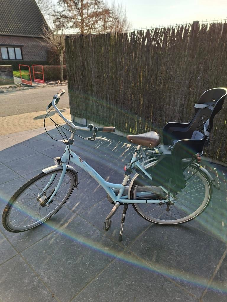 Damesfiets batavus retro blauw met kinderzitje, Enlèvement, Batavus