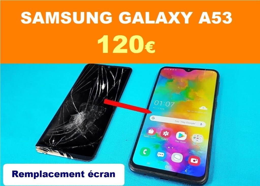 Réparation écran Samsung Galaxy A53 à 120€ Garantie 6 mois, Enlèvement, Samsung