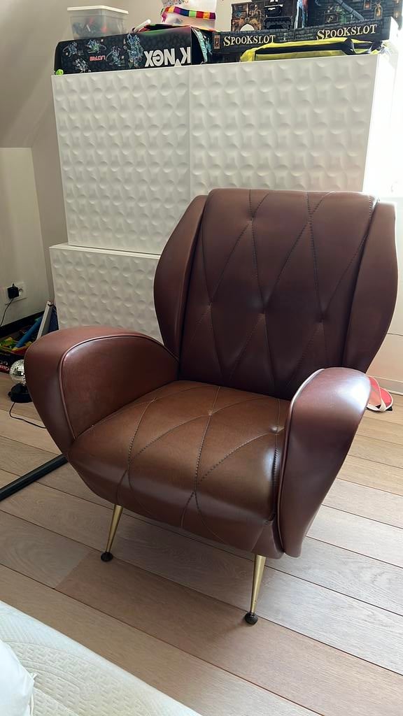 Vintage lederen zetel, Enlèvement, Utilisé, Cuir, Vintage