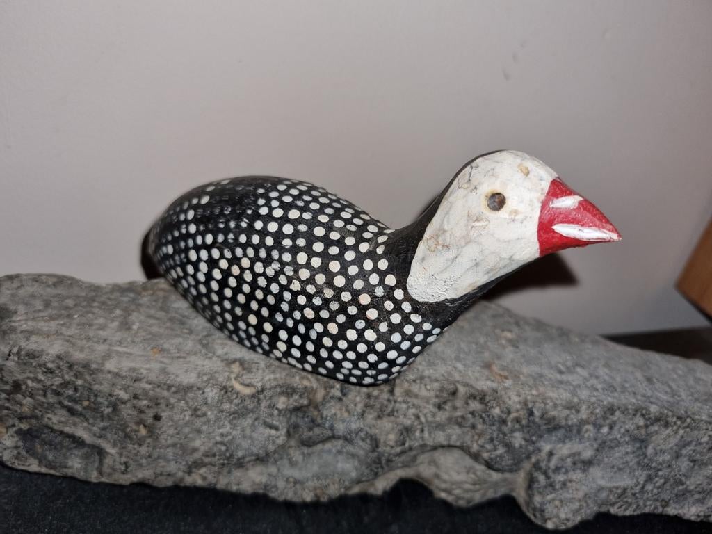 Handgemaakte houten parelhoenvogel, Ophalen of Verzenden, Gebruikt, Dier