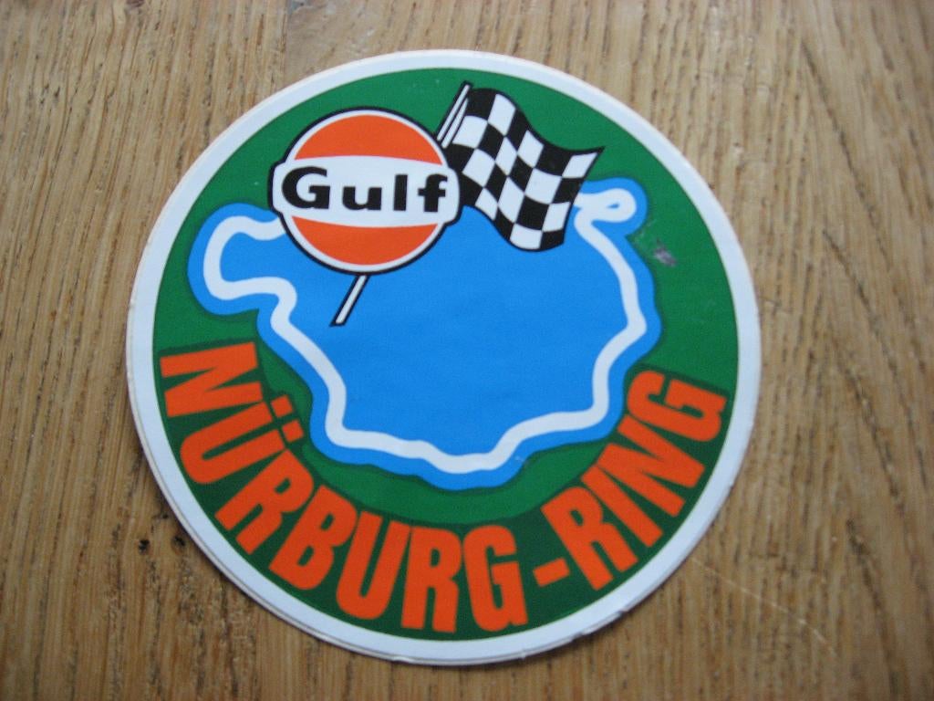 Gulf Nurburg-Ring Circuit Finish Vlag Tankstation Sticker, Verzamelen, Stickers, Ophalen of Verzenden, Nieuw, Auto of Motor