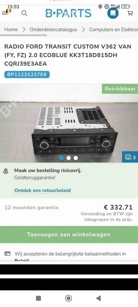 Ford Transit radio zo goed als nieuw, Enlèvement ou Envoi, Comme neuf