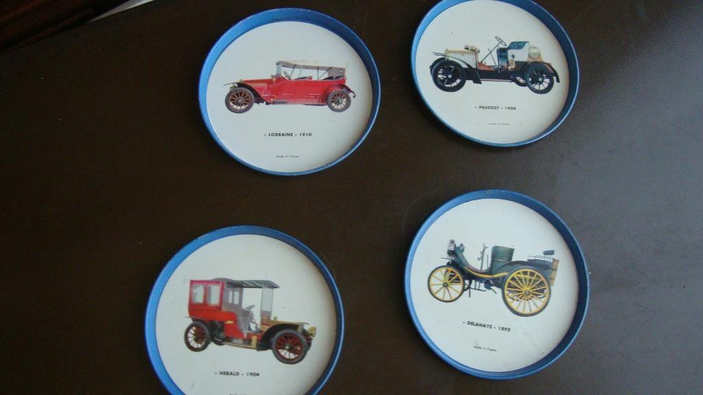 4 sous-verres de Samo chips avec des vieilles voitures desus, Collections, Enlèvement ou Envoi, Comme neuf, Sous-bock