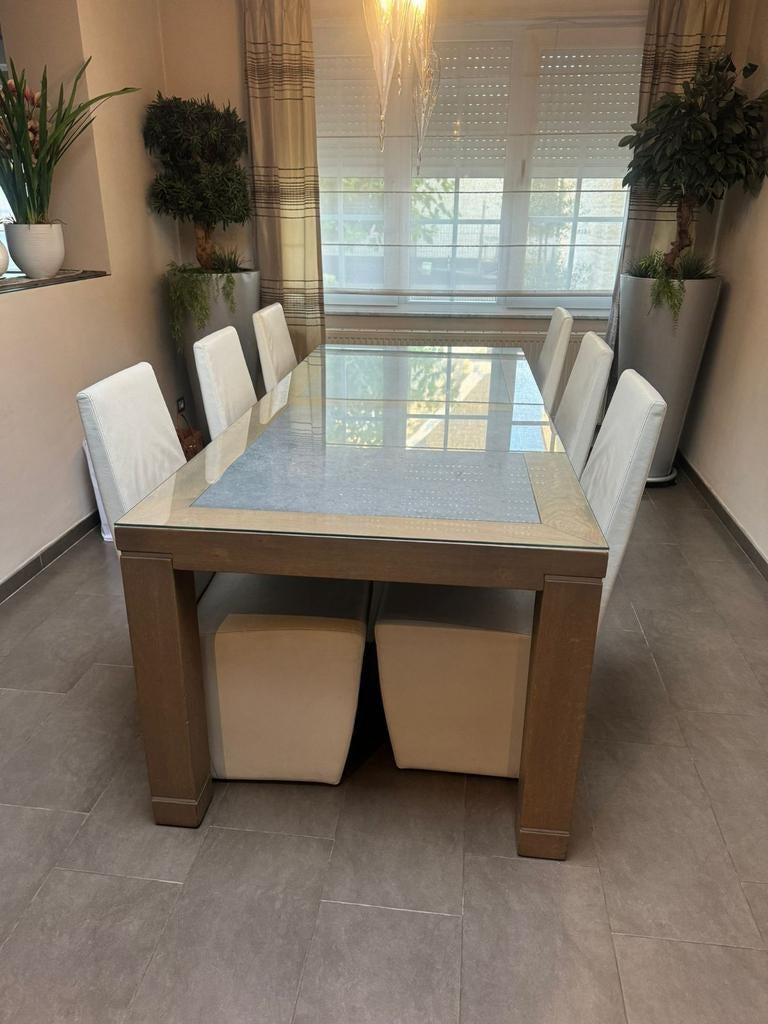TABLE DE SALLE À MANGER AVEC CHAISES, Maison & Meubles, Salles à manger complètes, Comme neuf, Enlèvement