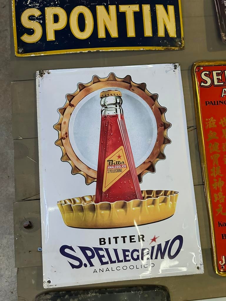 Vintage reclamebord — S. Pellegrino Bitter, Ophalen of Verzenden, Zo goed als nieuw
